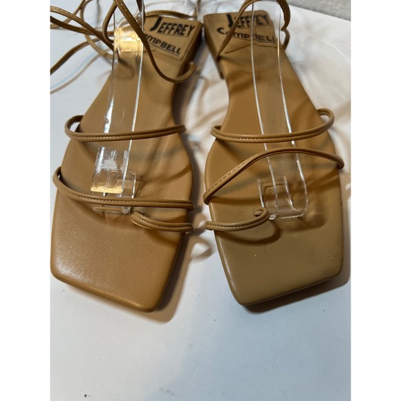 Jeffrey Campbell Lace Up Square Toe Sandals‎ Women's Size 5.5 Tan - Picture 10 of 12